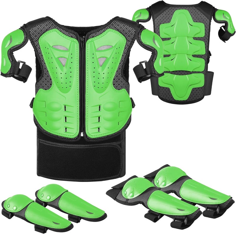 JUSTDOLIFE Youth Dirt Bike Gear, 5 PCS Motorcycle Armbor Protection Jacket, Kids Motorcycle Armor with Knee Pads Elbow Pads Chest Protector Racing for Outdoor Sports - Image 1